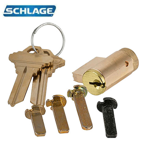 Schlage - Key-in-Lever Cylinder - 6-pin - S123 Keyway - 0 Bitted - Satin Brass - Grade 1