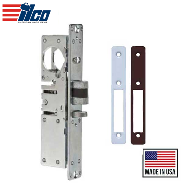 Ilco - 451 Deadlatch Mortise Lock Body - 1 1/8" Backset - RH - Flat Faceplates - Clear/Dark Bronze Faceplates