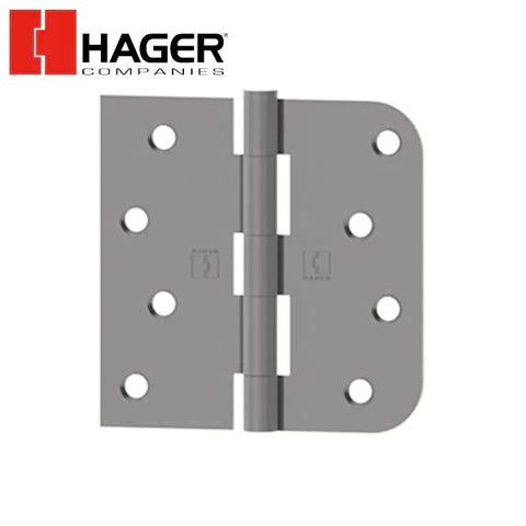 Hager - 1543 - Full Mortise - 5-Knuckle - 5/8" Radius - Plain Bearing with Fasteners - 4" x 4" Satin Stainless Steel