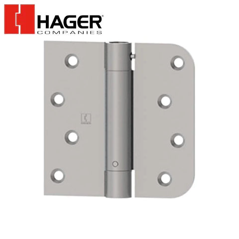 Hager - 1764 - Square by 5/8" Radius Corners - Spring Hinge with Fasteners - 4" x 4" - Stainless Steel