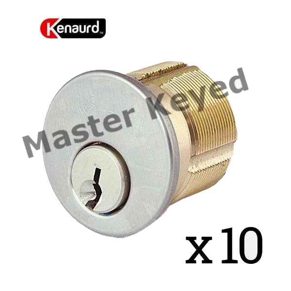 10 x Premium Mortise Cylinder - 1" - 26D - KD + MASTER KEYED (Pack of 10) - UHS Hardware