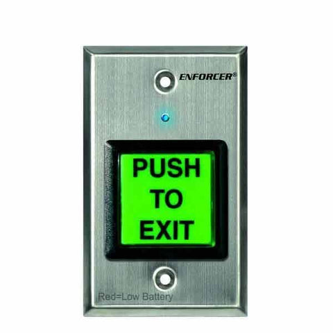 Seco-Larm - RF Wireless Request-to-Exit Plate - Single-Gang - Green 2" Square Button - UHS Hardware