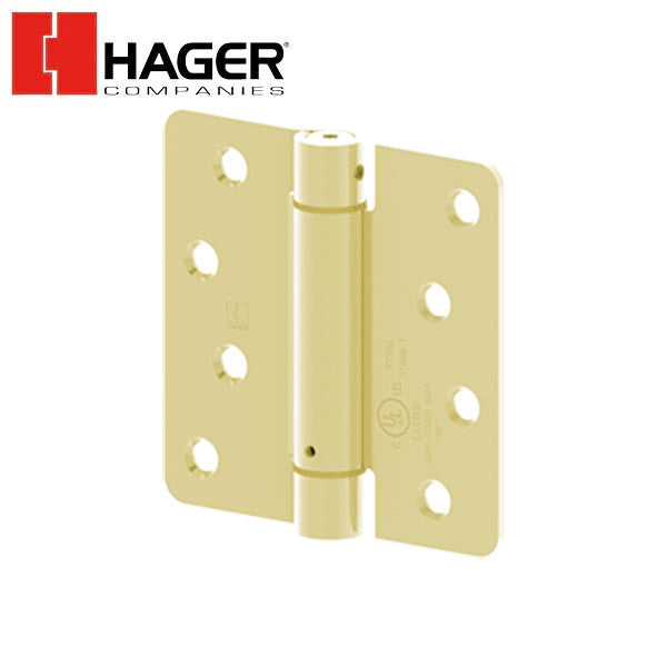 Hager - 1751 - Round Corner 1/4" Radius - Spring Hinge with Fasteners - Optional Size - Optional Finish