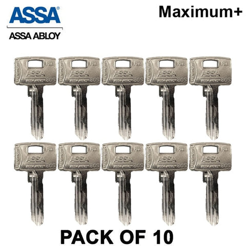 ASSA - MAX+ / Maximum + Security Restricted Key Blanks (Bundle of 10) - UHS Hardware
