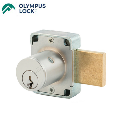 Olympus - 100M - Cabinet Door Deadbolt Lock - MRI Series - Standard Bolt - Key Retaining - 26D - Satin Chrome - Optional Keying - Grade 1 - UHS Hardware