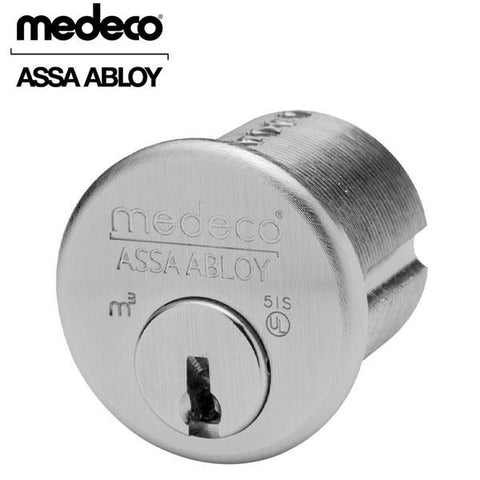 Medeco Biaxal 1" Mortise Cylinder - 26 - Satin Chrome - UHS Hardware