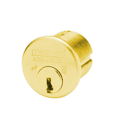 Medeco - 100200T - M3 - High Security - 1-1/8" Mortise Cylinder - 05 - Bright Brass - Pinned - 6 pin - Yale Cam - KD - UHS Hardware