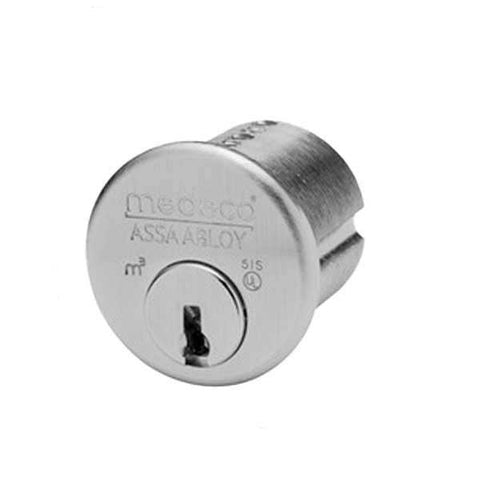 Medeco - M3 - High Security - 1-1/8" Mortise Cylinder - 24 - Satin Chrome - Pinned - 6 pin - Yale Cam - KD - UHS Hardware