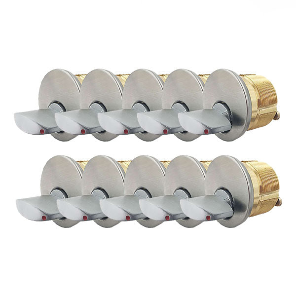 10 x Premium Thumb-Turn Mortise Cylinder - 1-1/8" - 26D - Satin Chrome (Pack of 10) - UHS Hardware