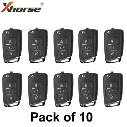 Xhorse - XEMQB1EN - Super Remote / MQB Style / 3-Button Universal Flip Key / VVDI Super Chip for VVDI Tools (Pack of 10) - UHS Hardware
