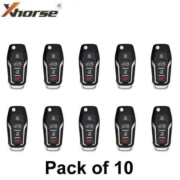 Ford Style / 4-Button Universal Remote Key for VVDI Key Tool (Wired) (Pack of 10) - UHS Hardware