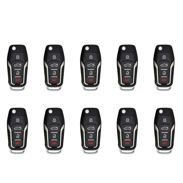 Ford Style / 4-Button Universal Remote Key for VVDI Key Tool (Wired) (Pack of 10) - UHS Hardware