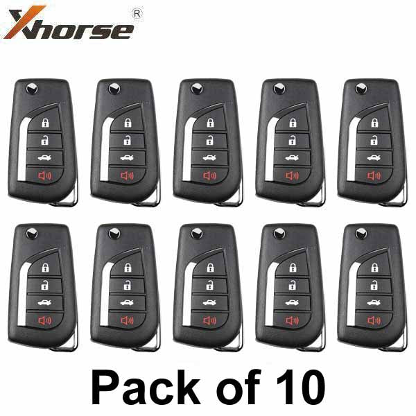Xhorse - Toyota Style / 4-Button Universal Remote Flip Key for VVDI Key Tools (Wired) (Pack of 10) - UHS Hardware