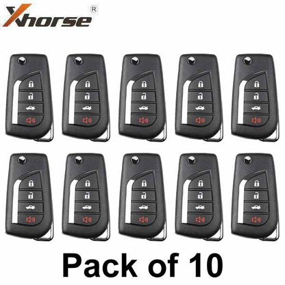 Xhorse - Toyota Style / 4-Button Universal Remote Flip Key for VVDI Key Tools (Wired) (Pack of 10) - UHS Hardware