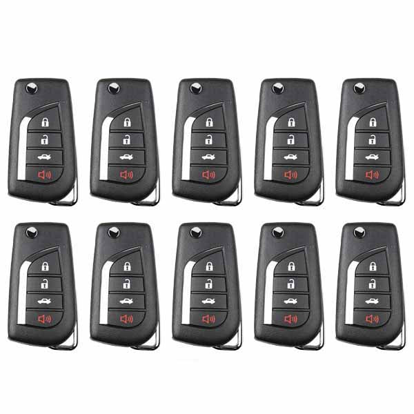Xhorse - Toyota Style / 4-Button Universal Remote Flip Key for VVDI Key Tools (Wired) (Pack of 10) - UHS Hardware