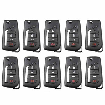 Xhorse - Toyota Style / 4-Button Universal Remote Flip Key for VVDI Key Tools (Wired) (Pack of 10) - UHS Hardware