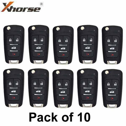 GM Style / 4-Button Universal Remote Flip Key for VVDI Key Tool (Wireless) (Pack of 10) - UHS Hardware