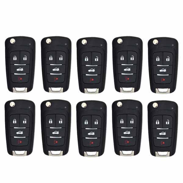 GM Style / 4-Button Universal Remote Flip Key for VVDI Key Tool (Wireless) (Pack of 10) - UHS Hardware