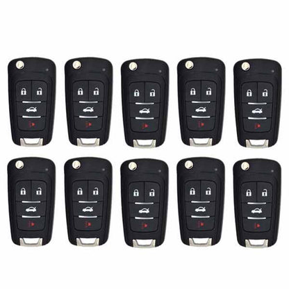 GM Style / 4-Button Universal Remote Flip Key for VVDI Key Tool (Wireless) (Pack of 10) - UHS Hardware