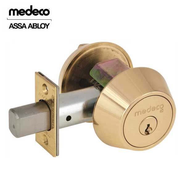 Medeco - 11JR503 - Maxum Residential - B Level - Single Cylinder - 2-3/8" Backset - 05 - Bright Brass - Grade 1 - UHS Hardware