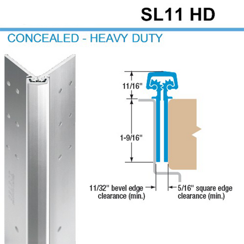 Select Hinges - 11 - 83" - Concealed Hinge - Clear Aluminum - Heavy Duty - UHS Hardware