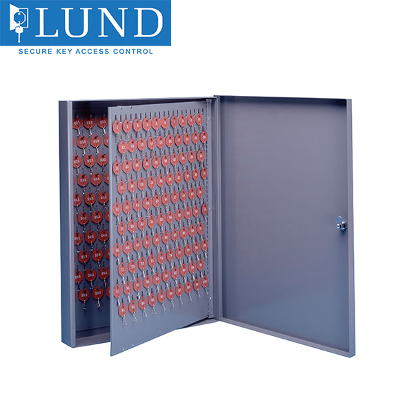 Lund - 551- Medium Single Door Wall Mount Key Cabinet - Optional Tag System - Optional Capacity - 18 Gauge Steel - Grey Powder Coat Finish