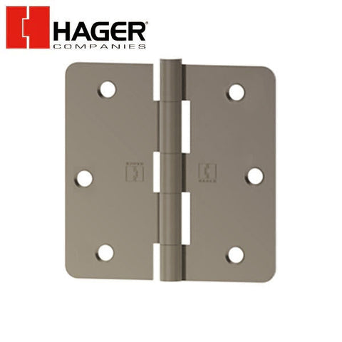 Hager - RC1741 - 5-Knuckle - Round Corner 1/4" Radius - Plain Bearing with Fasteners - 3.5" x 3.5" - Optional Finish