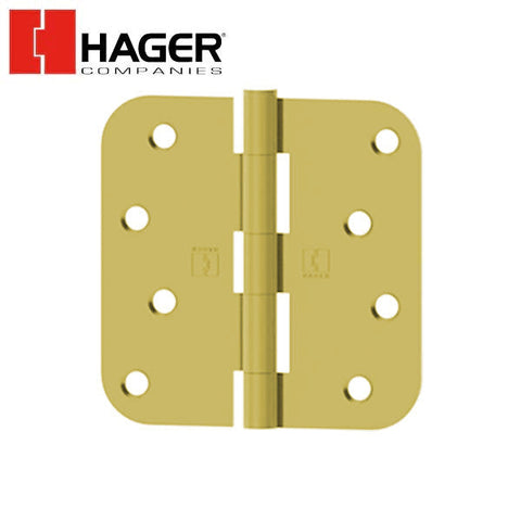 Hager - RC1842 - 5-Knuckle - Round Corner 5/8" Radius - Plain Bearing with Fasteners - 4" x 4" - Optional Finish - Optional Pin Function