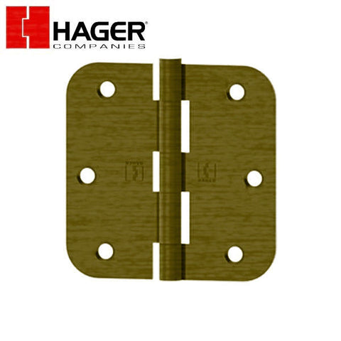 Hager - RC1841 - 5-Knuckle - Round Corner 5/8" Radius - Plain Bearing With Fasteners - 3.5" x 3.5" - Optional Finish