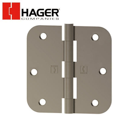 Hager - RC1841 - 5-Knuckle - Round Corner 5/8" Radius - Plain Bearing With Fasteners - 3.5" x 3.5" - Optional Finish