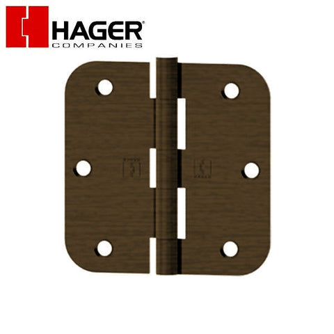 Hager - RC1841 - 5-Knuckle - Round Corner 5/8" Radius - Plain Bearing With Fasteners - 3.5" x 3.5" - Optional Finish