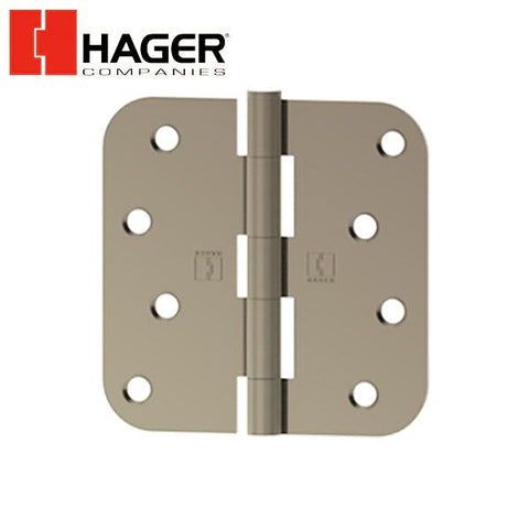 Hager - RC1842 - 5-Knuckle - Round Corner 5/8" Radius - Plain Bearing with Fasteners - 4" x 4" - Optional Finish - Optional Pin Function