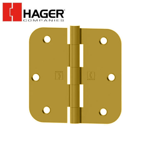 Hager - RC1841 - 5-Knuckle - Round Corner 5/8" Radius - Plain Bearing With Fasteners - 3.5" x 3.5" - Optional Finish