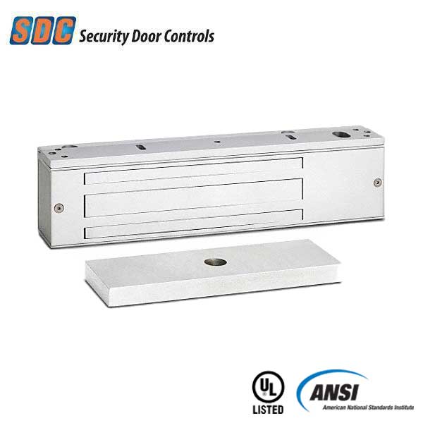 SDC - 1581 - Single Magnetic Lock - Surface Mount - 650lbs. - Optional Door Position Sensor - 12/24VDC - Satin Aluminum - Grade 1 - UHS Hardware