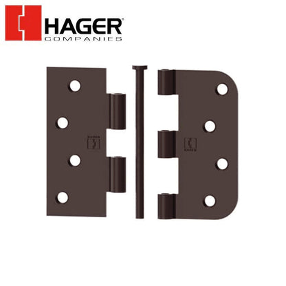 Hager - 8744 - 5-Knuckle - Square Corner by 5/8" Radius - Plain Bearing With Fasteners - Reversible - 4" x 4" - Optional Finish