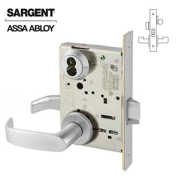 Sargent - 8205 - Mechanical Mortise Lock - LN Rose / L Lever - Office/Entry - Right Hand - LFIC - 0 Bitted Core - 26D - Satin Chrome Plated - Grade 1 - UHS Hardware