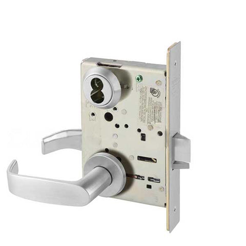Sargent - 8205 - Mechanical Mortise Lock - LN Rose / L Lever - Office/Entry - SFIC - 26D - Satin Chrome Plated - Grade 1 - UHS Hardware