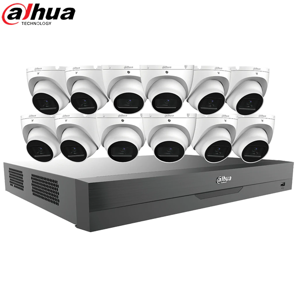 Dahua / HDCVI DVR Kit / 16 Channels / 4K Penta-brid DVR / 12 x 5MP / 2.8mm lens / Eyeball Cameras / DH-C865E124A - UHS Hardware