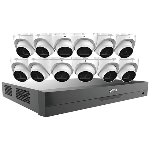 Dahua / HDCVI DVR Kit / 16 Channels / 4K Penta-brid DVR / 12 x 5MP / 2.8mm lens / Eyeball Cameras / DH-C865E124A - UHS Hardware