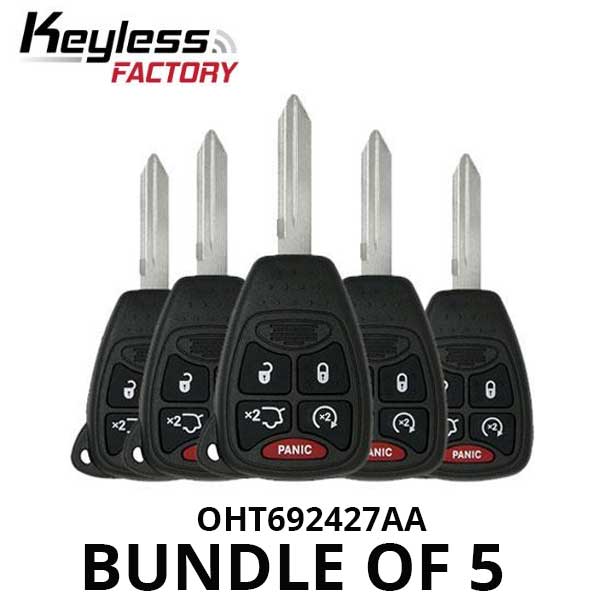2006-2014 Jeep / Dodge / Chrysler / 5-Button Remote Head Key / OHT692427AA (Bundle of 5 ) - UHS Hardware