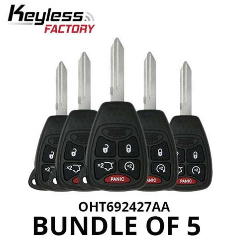 2006-2014 Jeep / Dodge / Chrysler / 5-Button Remote Head Key / OHT692427AA (Bundle of 5 ) - UHS Hardware