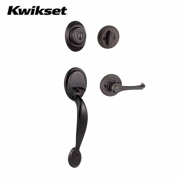 Kwikset - 687DAXDNL - 11P - SMT - Dakota Handleset with Dorian Lever - Deadbolt Keyed One Side - featuring SmartKey - Round Rose - Venetian Bronze - Keyed Entry - Grade 3 - UHS Hardware