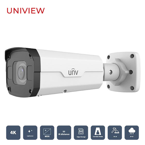 Uniview / UNV / IP / 8MP / Bullet Camera / Motorized Varifocal / 2.8-12mm Lens / Outdoor / WDR / IP67 / IK10 / 50m Smart IR / Auto Focus / 3 Year Warranty / UNV-2328SB-DZK-I0 - UHS Hardware