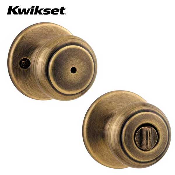 Kwikset - 300CV - Cove Knob - Round Rose - Privacy - 5 - Antique Brass - Grade 3 - UHS Hardware