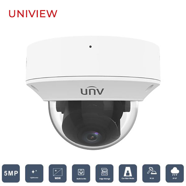 Uniview / UNV / IP / 5MP / Dome Camera / Motorized Varifocal / 2.7-13.5mm Lens / Outdoor / WDR / IP67 / IK10 / 40m Smart IR / Auto Focus / LightHunter / 3 Year Warranty / UNV-3235SB-ADZK-I0 - UHS Hardware