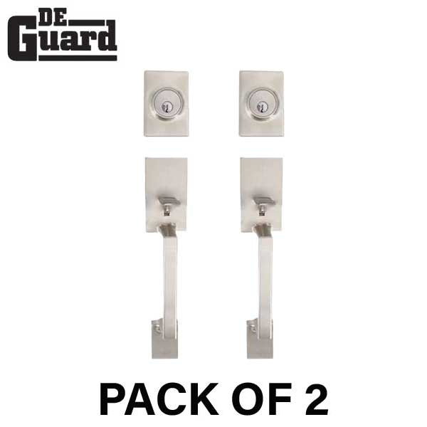 2 x Premium Square "Lyndale" Style Design Handleset w/ Interior Knob - SS - SC1 (Bundle of 2) - UHS Hardware