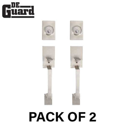 2 x Premium Square "Lyndale" Style Design Handleset w/ Interior Knob - SS - SC1 (Bundle of 2) - UHS Hardware