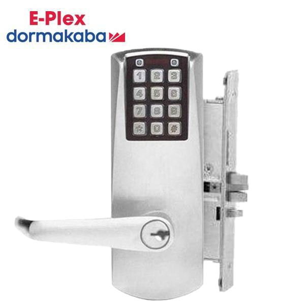 E-Plex - E2066XS - Electronic Pushbutton Mortise Lever Lock - Schlage 'C' - 2¾" Backset - Satin Chrome - Grade 1 - UHS Hardware