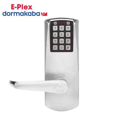 E-Plex - E2031 - Electronic Pushbutton Cylindrical Lever Lock - Long Lever - 2¾" Backset - Satin Chrome - Grade 1 - UHS Hardware