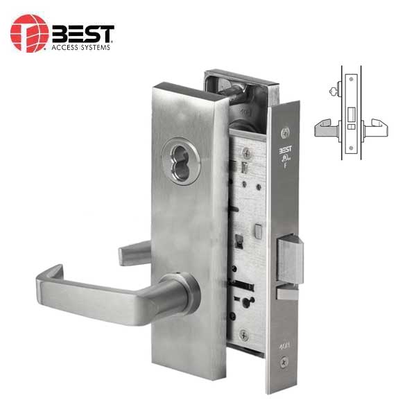 BEST - 45H7D15M - Mortise Lock - Storeroom - 15 Lever - M Escutcheon - SFIC Less Core - 626 - Satin Chrome Finish - Non-handed - Grade 1 - UHS Hardware
